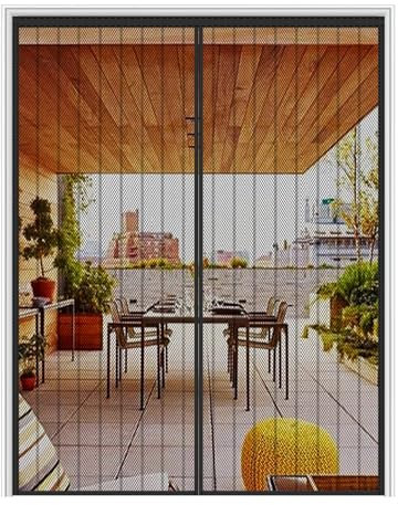 Zanzariera Magnetica per Porte, Varie Taglie, 300x300cm Tenda Zanzariera, Chiusura Automatica, Maglia Fine, Facile da Installare, per Porta Finestra Balcone Soggiorno, Nero
