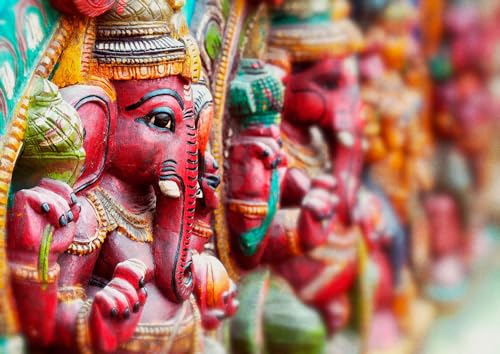 Rasch Fototapete 363487 - Vliestapete mit indischem Elefanten in Pink Grün aus der Kollektion Indian Style -4,24m x 3,00m (BxL)