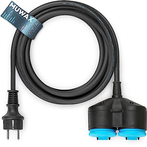 MUWAX Cavo di prolunga in gomma H07RN-F 3G1,5 mm², 20 m, con splitter a 2 vie