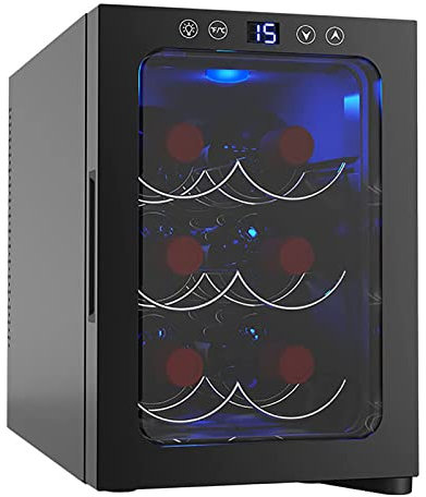 THREMA Kleiner Elektrischer Weinkeller Für 6 Flaschen, Weinkühlschrank Mit Digitaler Temperaturanzeige, 10-18 ℃ Einstellung, Weinkeller Mit Kühltheke, Für Hausbar, Küche, Wohnung, Eigentumswohnung