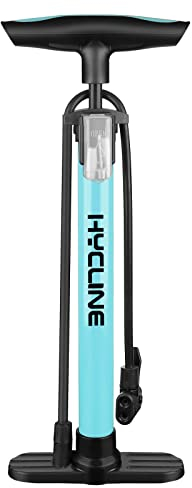 Hycline Bike Pump, Bicycle Floor Pump for Bike Tyre, 150 PSI High Pressure Bike Pumps with Presta and Schrader Valve for Road Bike Tyres, Balls, Balloons, Air Cushion, Blue
