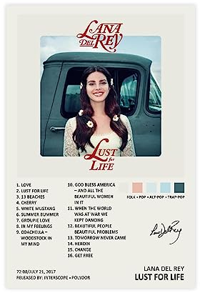 Lana Del Ray Lust For Life Music Album Cover Signed Limited Poster Leinwand Poster Wand Kunst Dekor Drucken Bild Gemälde Für Wohnzimmer Schlafzimmer Dekoration Unframe:12x18inch(30x45cm）