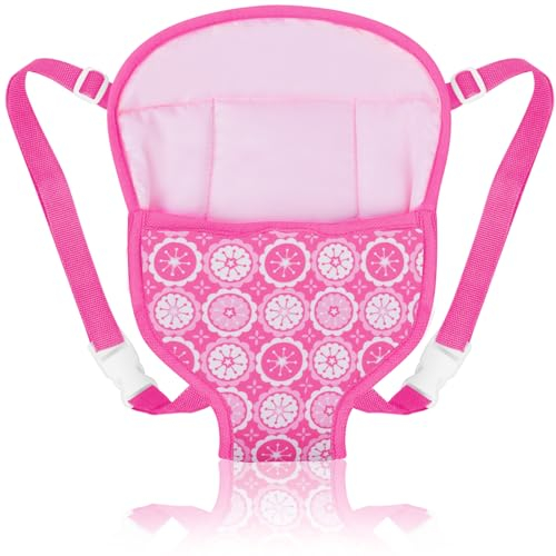 Aolso Babypuppentrage, Rückentrage mit verstellbaren Trägern für Babys, Tragepuppenzubehör für Kinder, Puppezubehör für 14-18 Zoll Puppengurt, Kuscheltiertrage für kleine Mädchen (Rot)