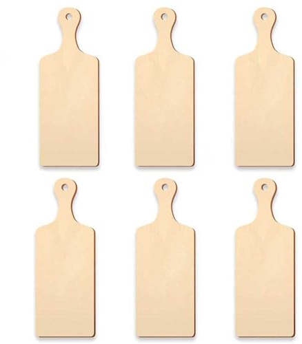 6 mini taglieri in legno grezzo da cucina, per servire salumi, fai da te, decorazione per cucina (24 x 8,9 cm)
