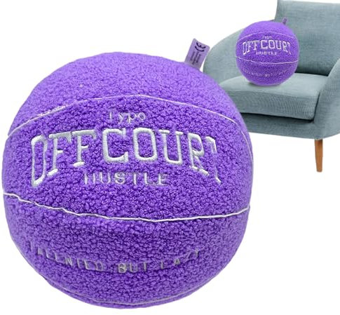 Voihamy Offcourt Basketball Kissen - Weiches Basketball Kissen Plüschbälle - 25CM Basketball Pillow - Basketball Wurfkissen Plüschtier - Gefüllte Basketball Plüsch Spielzeug Heimdekoration