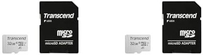 Transcend 32GB microSDHC 300S Memory Card with adapter, Class 10, U1, 95MB/s Eco packaging (Pack of 2)