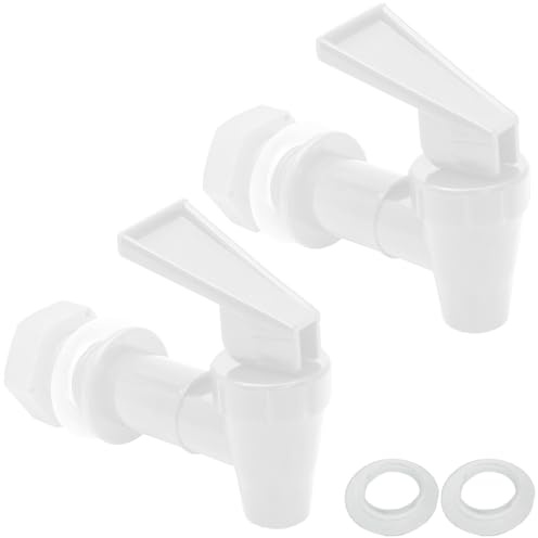 Hordion Lot de 2 robinets de rechange en plastique pour carafe à eau, robinet distributeur sans BPA, robinet seau réutilisable, blanc