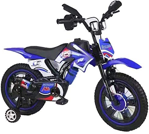 Kinderfahrrad 16 Zoll Kinderfahrrad, Jungen Mädchen Kinderfahrrad mit Stützrad Motorrad (Blau)