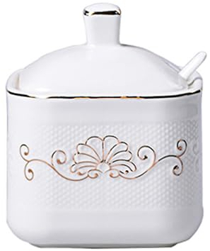 Sonwsha Azucarero Ceramica con Tapa 8.2 * 10CM Azucarero Vintage Azucarero Original 300ML,Azucarero con Dosificador Saleros de Cocina Azucarero Cocina