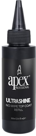 Apex® Professional 100ml No-Wipe Gel Top Coat Refill, UV/LED, Easy to Apply, Long Lasting, Clear High Gloss Finish, Professional and Home Use