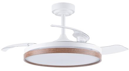 wonderlamp - Ventilador LED aspas plegables Tamero Cerezo 72W con Modo luz de noche y CCT 3000-4000-6000K