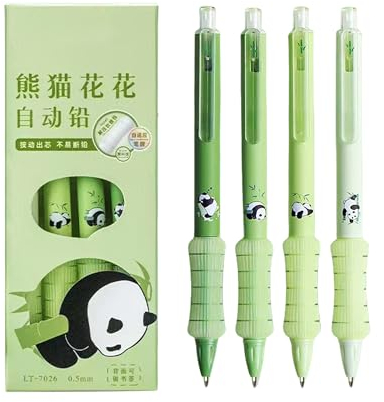 Oruiiju Porte Mines,Lot de 4-Panda Porte-mine(0,5 mm) poignée ergonomique en silicone, écriture précise