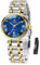 Taxau Armbanduhr Damen Gold Silber Edelstahl Wasserdicht Analog Quarzuhr mit Blauem Zifferblatt Damenuhren Elegant Klein für Frauen