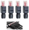 Tool-Free RJ45 Cat6 Connectors, 4 Pack 23-26AWG Toolless Non-Shielded Gold Plated LAN Network Cables Modular Plugs Reusable Ethernet Cable Plug Ends 10Gbps Inline Coupler with Black Protective Covers