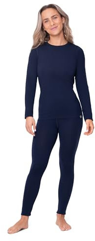 DANISH ENDURANCE Merino Thermounterwäsche Damen, Premium Skiunterwäsche Damen, Funktionsunterwäsche Set, Warm & Atmungsaktiv, Merino Unterwäsche Damen, Dunkles Marineblau, S