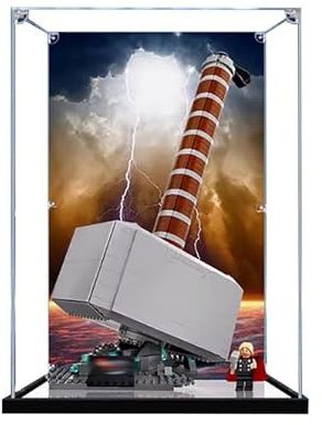 Vitrine für Lego 76209 Super Heroes Thors Hammer, staubdicht, UV-geschützt, passgenaue Vitrine, Geschenke für Lego Liebhaber (Thema B)