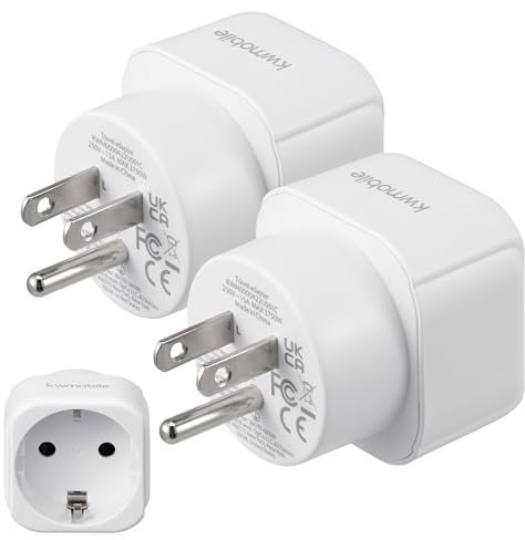 kwmobile 2X Reiseadapter USA Typ-B - Schuko Reise Strom Adapter zu Typ B Steckdose in z. B. USA Kanada Thailand - Stromadapter Urlaub weiß