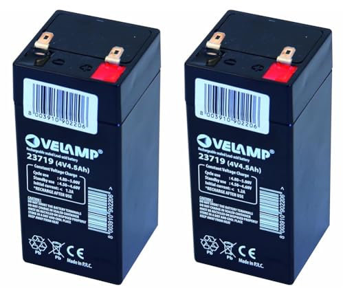 VeLamp Batterie au Plomb 4 V 4,5 Ah (Lot de 2)