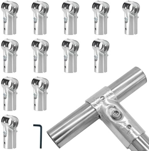 12 PCS 1 Inch T Pipe Clamps, Heavy-Duty Galvanized Steel T Pipe Clamp Connectors with Bolts and Nuts, Chain Link Fence Clamp Corner Fitting End Rail T Clamp Fit OD 1 Inch (25mm)
