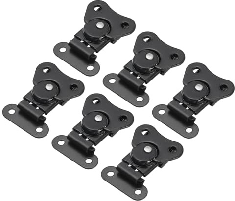 sourcing map 6Pcs Butterfly Twist Latch, 1.97 Inch Alloy Spring Loaded Twist Latch Keeper Toggle Clamp Butterfly Draw Latch for Case Box Suitcases Wooden Box, Black