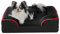 PAWZ Road Hundebett klein, waschbar, orthopädische Hundebetten mit abnehmbarem Flanell-Bezug mit Reißverschluss, Hundesofa für kleine Hunde, 2-lagiges, wasserdichtes Hundebett, Schwarz 61 x 45 x 16 cm