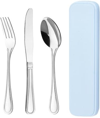 Otto Koning-Boîte de rangement compacte-Couverts de table en acier inoxydable 3 pièces-Couteau, fourchette et cuillère-Lavables au lave-vaisselle-Parfaits pour les voyages et le camping