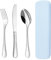 Set di posate da viaggio portatile, con cucchiaio, forchetta e coltello da tavola in acciaio inox. Valigetta portaposate da portare al lavoro,in viaggio e in campeggio. Posate portatili riutilizzabile
