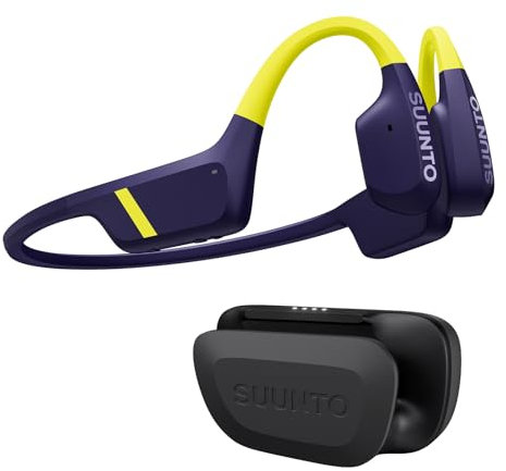 SUUNTO Aqua Swimming Open-Ear Bluetooth Headphones, Bone Conduction Headphones for Running, 32GB MP3 Player, Head Movement Control & Dual-Mic, IP68 Waterproof, 30H Playtime w/ Powerbank, Lime Blue