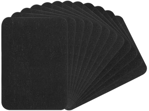 12 Stück Bügelflicken aus Baumwolle, Flicken zum Aufbügeln Reparatur Patches Selbstklebende Aufbügelflicken für Jeans Kleidung T-Shirt DIY Rucksack Hut Lochreparatur und Dekoration (Schwarz)