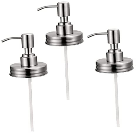 Cabilock 3pcs Stainless Steel Pump Head Dispenser Bottle Pump Nozzle Replacement for Lotion Bottle for Home and Kitchen Use