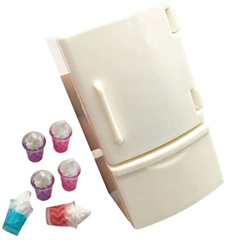 TOYANDONA 1ensemble Réfrigérateur Miniature Plastique pour Décoration De Maison De Poupée Accessoire Réaliste pour Paysage Jouet De Cuisine avec Glaces Incluses pour Amateurs De