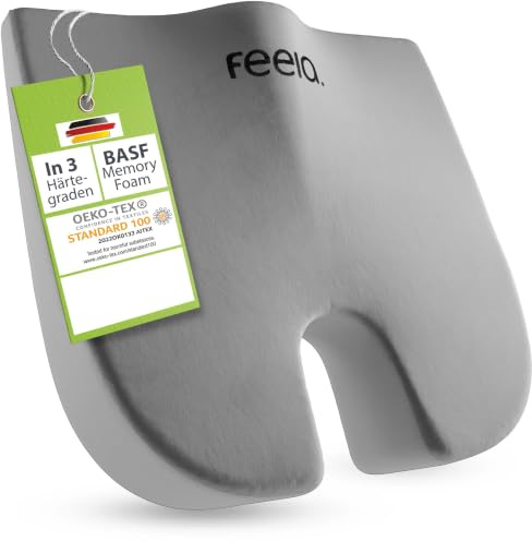 feela.® Orthopädisches Keilkissen [3 Härtegrade] – Memory Foam Haltungskorrektur für mehr Sitzkomfort & Entlastung bei Ischias – Ideales Sitzkissen Stuhl fürs Büro & Sofa (Medium)