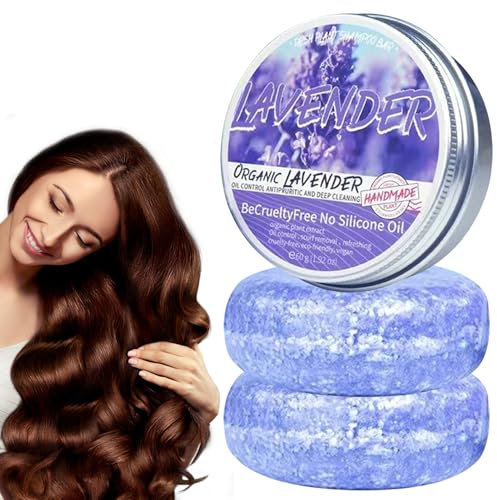 2pcs Shampoo Bar Lavendel Bar Shampoo für trockene Juckreiz -Kopfhaut und Haar Kopfhaut Nährstraft Grausamkeit frei natürliche Bio -Bio - für Männer und Frauen.