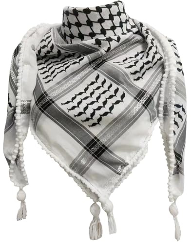 Pastoralist Palästina Keffiyeh, 1, 2 x 1, 2 m weiche Baumwollpalästinensische Schalkopfhals -Wrap, Unisex -Kopftuch mit Quasten