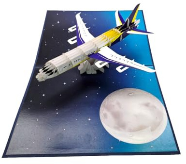 Pop-Up Karte 3D Flugzeug – Handgemachte Klappkarte für Piloten, Flugzeugfans & Reisende – Premium Grußkarte mit Raumschiff-Motiv – Ideal als Geburtstagskarte, Reisegutschein oder Geschenkidee