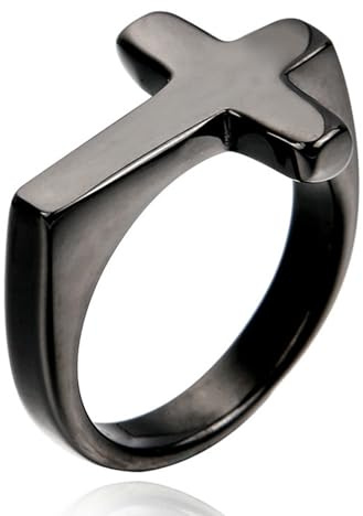 KUTCEK Trendiger Edelstahl-Kreuzring für Herren – Gothic-Punk-Titanstahlband, Unisex, religiöser Schmuck, Geschenk, 33 cm, Titanstahl