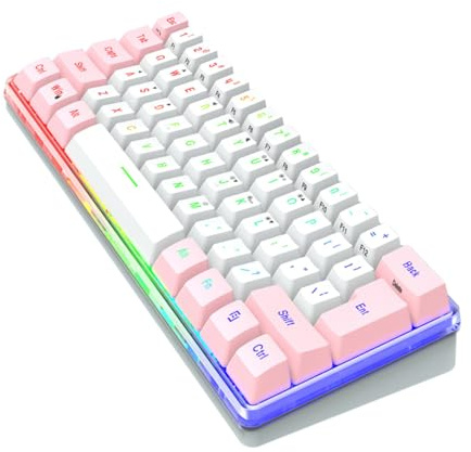 SEWACC Clavier Mécanique Touches RGB Compact pour Jeu Et Travail avec Rétroéclairage Dynamique Et Raccourcis Clavier