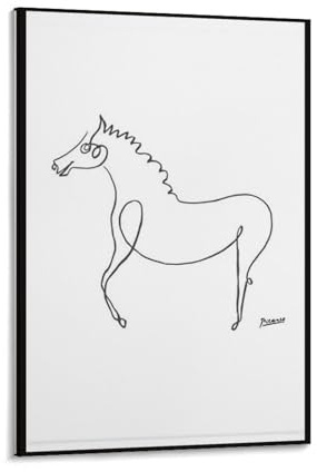 Picasso Poster mit niedlichem Pferd, abstrakte Linien, Kunstwerke, Leinwand, ästhetische Wandkunstdrucke, Dekoration, gerahmt, ungerahmt, 20 x 30 cm