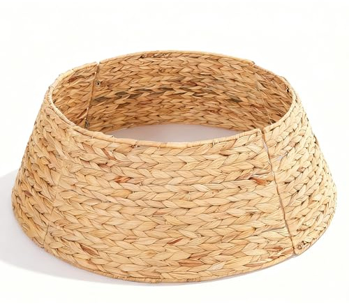 SALCAR 60cm Weihnachtsbaumring Abdeckung aus Rattan, handgefertigter Christbaumkorb, dekorativer Baumkragen, Baumständerschutz für Weihnachtsbäume, Weihnachtsdeko, Weihnachtsbaum Umrandung