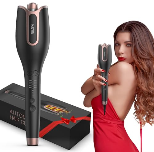 BUJIYI Hair Curler, Curling Wand, 4 Temperature Settings and 3 Heating Durations, Fast Heating Hair Curler for Long Hair (Black)