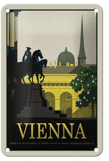 Femer Blechschild Reise 12x18 cm Vienna Wien Österreich Messeplatz Deko Schild