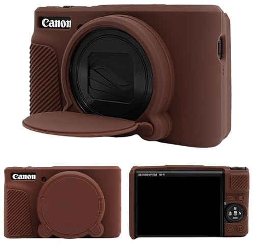 MUZIRI KINOKOO Silikon Tasche für Canon SX740 HS/SX730 HS Kamera - Braun | Weiche Schutzhülle für SX740 HS mit Abnehmbarer Objektivabdeckung, Schlankpassform, rutschfest & Kratzfest, asserabweisend