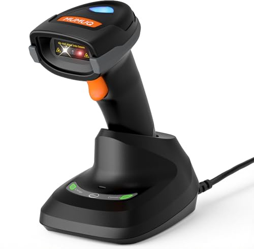 Lettore di codici a barre wireless, scanner 2D 1D Bluetooth portatile per tablet, iPhone, iPad, Android, iOS, PC, POS, con dock di ricarica