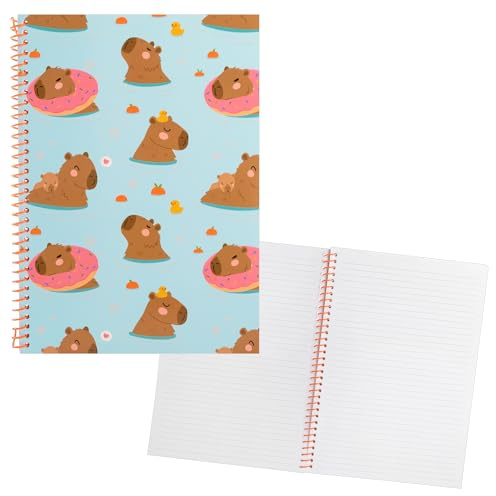Idena 11557 - Spiralblock Capybara, Block A4 liniert, Schreibblock mit 80 Blatt ohne Rand, 80 g/m² Papier in Weiß