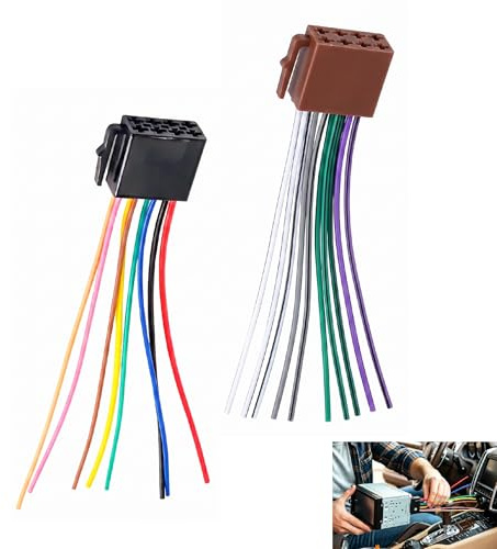 Autoradio Adapter,Radio Kabelbaum Adapter ISO Kompatibel mit Opel Ford Nachrüst, Auto Radio Kabel 2 x 8 Pin offenen Enden, Autoradio Kabelbaum Strom Lautsprecher, DIN ISO Stecker Universal