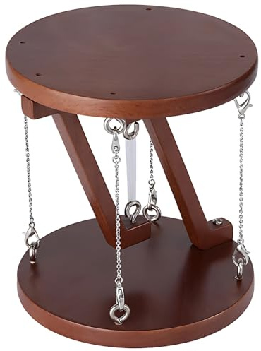 Texvora Tensegrity Table with Foldable Art Design, Wooden Round Top, Angled Support, Kinetic Art Table for Home Office and Display, Adjustable Cable Tension, Walnut Color, Compact Structure