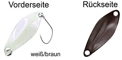 FTM Spoon Tremo 2, 9cm - Forellenblinker zum Ultra Light Angeln auf Forellen, Forellenköder zum Spinnangeln, Spinnköder, Blinker, Farbe:weiß/braun, Gewicht:0, 9g