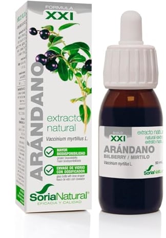 Soria Natural Arándano Extracto - Favorece la acción diurética, Ayuda a la Salud de las Vías Urinarias - 100% Puro - Suplemento de Arándano para la Salud Urinaria - Botella de 50 ml