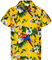 King Kameha Funky Chemise-Hawaienne, Manche-Courte, Cherry-Parrot, Jaune, XL