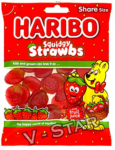 2 x Bags HARIBO Sweets Packs - Fresh Stock (Squidgy STRAWBS 160g)